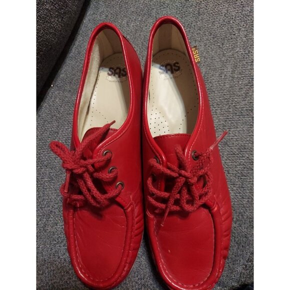 SAS Bounce Red Leather Lace Up Moccasins Genuine Shoes Womens Size 9.5 Comfort - Picture 8 of 10